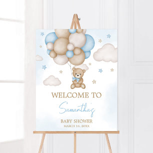 Blue Beer Balloon Baby shower Welkom Poster
