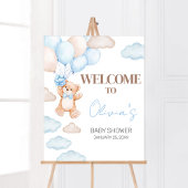 Blue Beer Balloon Baby shower Welkom Poster
