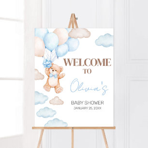 Blue Beer Balloon Baby shower Welkom Poster