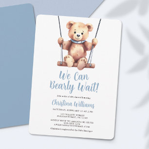 Blue Beer Boy Baby shower Invitation Kaart