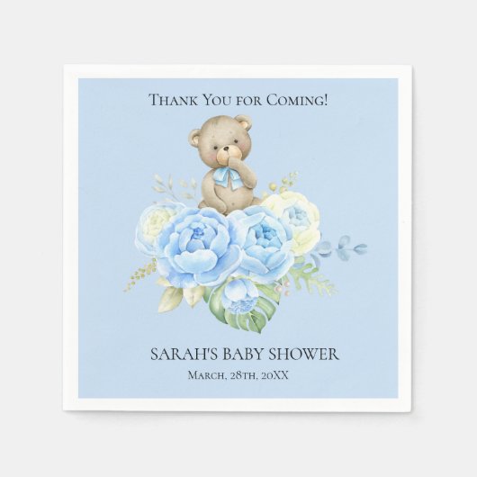 Blue Beer Boy Thema | Baby shower Napkins Servet (Voorkant)