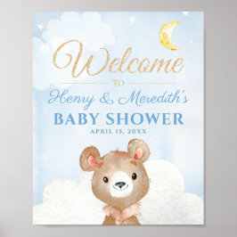 Blue Beer Boy's Baby shower Welcome Sign Poster