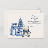 Blue Beer Christmas Baby shower Diapper Raffle Informatiekaartje (Voorkant / Achterkant)