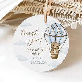Blue Beer Hot Air Balloon Boys 1st Birthday Bedankjes Labels