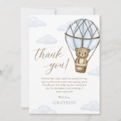 Blue Beer Hot Air Balloon Boys 1st Birthday Bedankkaart (Voorkant)