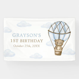 Blue Beer Hot Air Balloon Boys 1st Birthday Spandoek