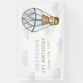 Blue Beer Hot Air Balloon Boys 1st Birthday Spandoek (Verticaal)