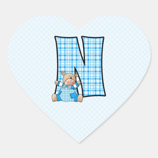 Blue Beer Monogram met BIG Letter N Hart Sticker (Voorkant)