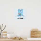 Blue Beer Monogramed Letter N Baby Room Poster (Keuken)