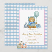 Blue Beer Pumpkin Beary Eerste Verjaardag Kaart (Voorkant / Achterkant)