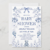 Blue Beer Pumpkin Toile Boy Baby shower Kaart (Voorkant)
