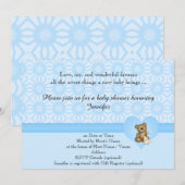 Blue Beer Retro Flowers Baby shower Uitnodiging (Voorkant / Achterkant)