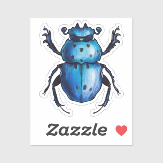 Blue Beetle Art Entomology Insect Sticker (Vel)