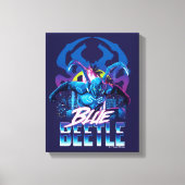 Blue Beetle Retrowave City zonsondergang Canvas Afdruk (Voorkant)