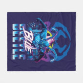 Blue Beetle Retrowave City zonsondergang Fleece Deken (Voorkant (Horizontaal))