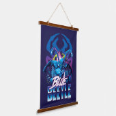 Blue Beetle Retrowave City zonsondergang Hangend Wandkleed (Gebogen)