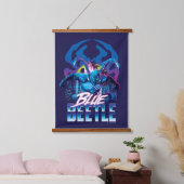 Blue Beetle Retrowave City zonsondergang Hangend Wandkleed (Slaapkamer)