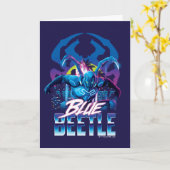 Blue Beetle Retrowave City zonsondergang Kaart (Gele Bloem)