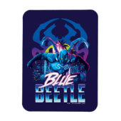 Blue Beetle Retrowave City zonsondergang Magneet (Verticaal)