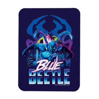 Blue Beetle Retrowave City zonsondergang Magneet