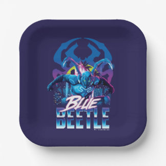 Blue Beetle Retrowave City zonsondergang Papieren Bordje