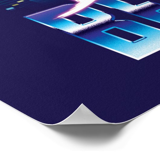 Blue Beetle Retrowave City zonsondergang Poster (Hoek)