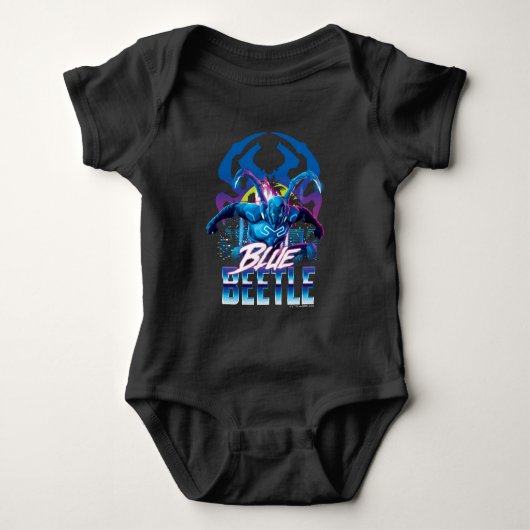 Blue Beetle Retrowave City zonsondergang Romper (Voorkant)