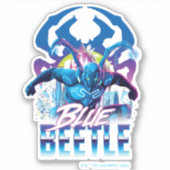 Blue Beetle Retrowave City zonsondergang Sticker (Voorkant)