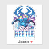Blue Beetle Retrowave City zonsondergang Sticker (Vel)