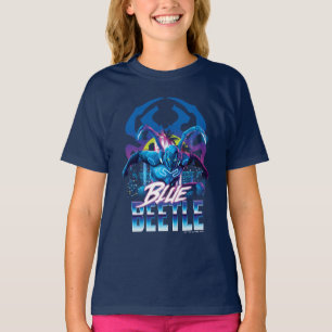 Blue Beetle Retrowave City zonsondergang T-shirt