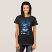 Blue Beetle Retrowave City zonsondergang T-shirt (Voorkant volledig)