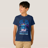 Blue Beetle Retrowave City zonsondergang T-shirt (Voorkant volledig)