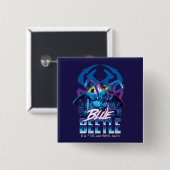 Blue Beetle Retrowave City zonsondergang Vierkante Button 5,1 Cm (Voorkant /achterkant)