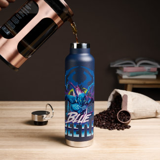 Blue Beetle Retrowave City zonsondergang Waterfles