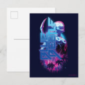 Blue Beetle Retrowave Stadslampjes Briefkaart (Voorkant / Achterkant)