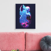 Blue Beetle Retrowave Stadslampjes Canvas Afdruk (Insitu (Woonkamer))