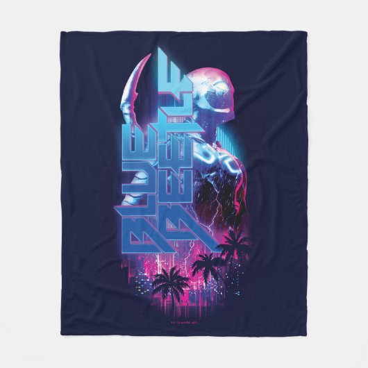 Blue Beetle Retrowave Stadslampjes Fleece Deken (Voorkant)