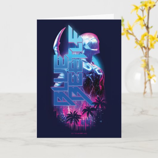 Blue Beetle Retrowave Stadslampjes Kaart (Gele Bloem)