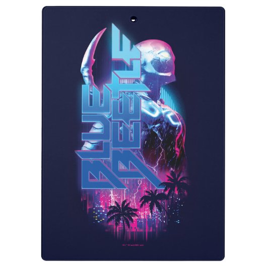 Blue Beetle Retrowave Stadslampjes Klembord (Achterkant)