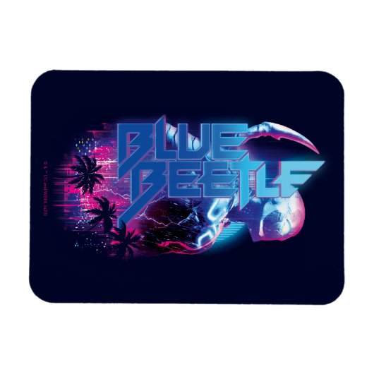 Blue Beetle Retrowave Stadslampjes Magneet (Horizontaal)