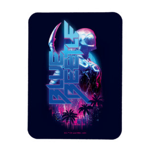 Blue Beetle Retrowave Stadslampjes Magneet
