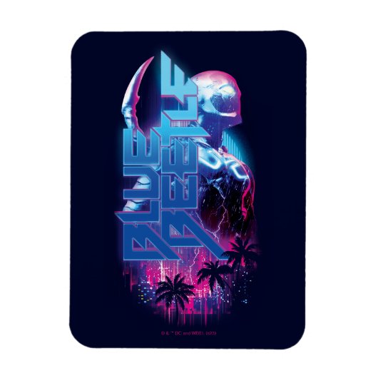 Blue Beetle Retrowave Stadslampjes Magneet (Verticaal)