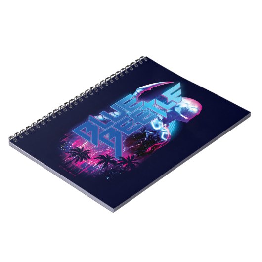 Blue Beetle Retrowave Stadslampjes Notitieboek (Linkerzijde)