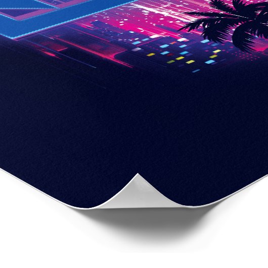 Blue Beetle Retrowave Stadslampjes Poster (Hoek)