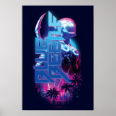 Blue Beetle Retrowave Stadslampjes Poster (Voorkant)