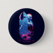 Blue Beetle Retrowave Stadslampjes Ronde Button 5,7 Cm (Voorkant)