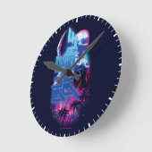 Blue Beetle Retrowave Stadslampjes Ronde Klok (Hoek)