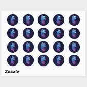 Blue Beetle Retrowave Stadslampjes Ronde Sticker (Vel)