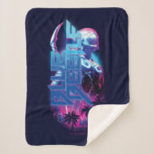 Blue Beetle Retrowave Stadslampjes Sherpa Deken (Voorkant)