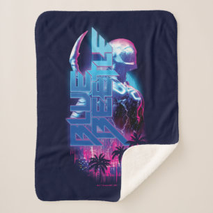 Blue Beetle Retrowave Stadslampjes Sherpa Deken